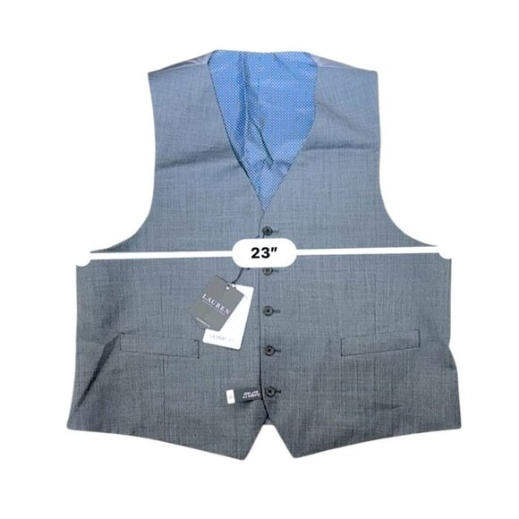 Lauren Ralph Lauren Ultraflex Suit Vest XL Gray Wool Blend Adjustable Back - Picture 3 of 6